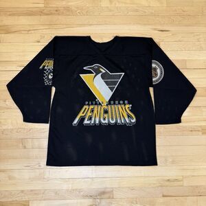 Vintage CCM Pittsburgh Penguins 1993 Black Hockey Mesh Jersey USA Mens Large